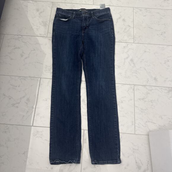 Levi Strauss 525 Size 12 Blue Denim Perfect Waist Straight Leg Stretch Jeans - Picture 1 of 9